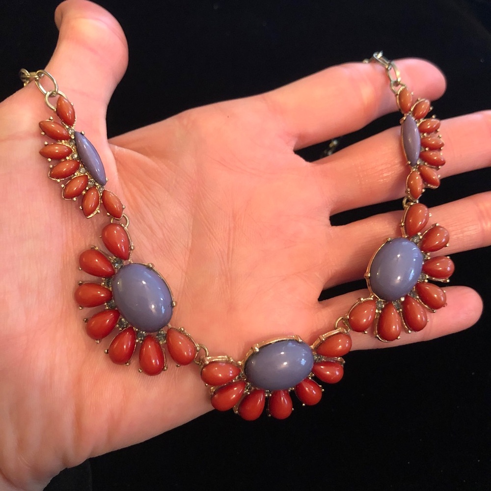 Elegant Faded Red and Bluish Purple Women's Statement Necklace